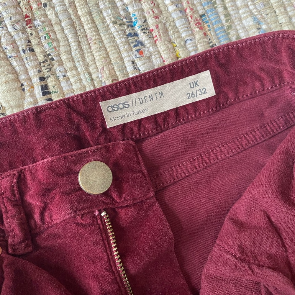 Bootcut ASOS Velvet Red Pants - Picture 4 of 4